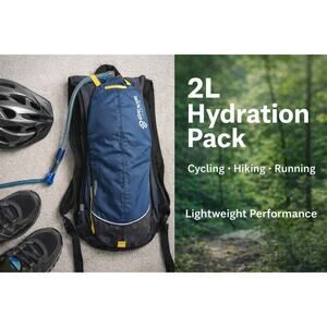 Outdoor Products 2L Hydration Backpack Blue H2O Performance Cycling Hiking Pack